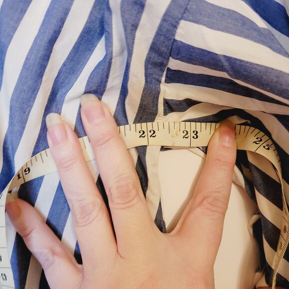Gap blue and white chevron stripe vneck puff sleeve top Size S Fisherman Coastal - Picture 7 of 8